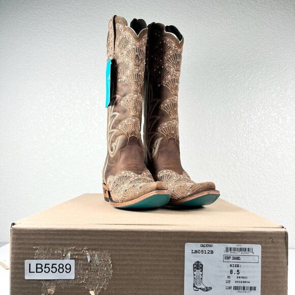 NEW Lane CALYPSO Womens Cowboy Boots 8.5 Brown Western Cowgirl Mid Calf Tall - Picture 10 of 11
